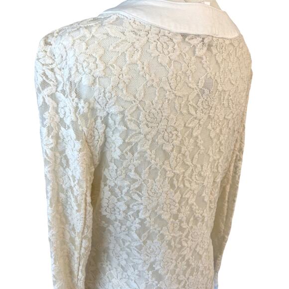 Mono Reno Elegant Cream Lace Button-Up Knit Cardigan Women’s Size Large NWT - Picture 6 of 8